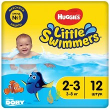 Подгузники-трусики Huggies Little Swimmers, для плавания, размер 2-3, 3-8 кг, 12 шт (2183581)