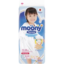 Подгузники-трусики MOONY Man, для девочек, XXL 13-28 кг, 26 шт (4903111-168132) Подгузники-трусики MOONY Man, для девочек, XXL 13-28 кг, 26 шт (4903111-168132)