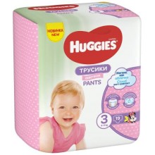 Подгузники-трусики Huggies девочкам, размер 3, 6-11 кг, 19 шт (9401702)