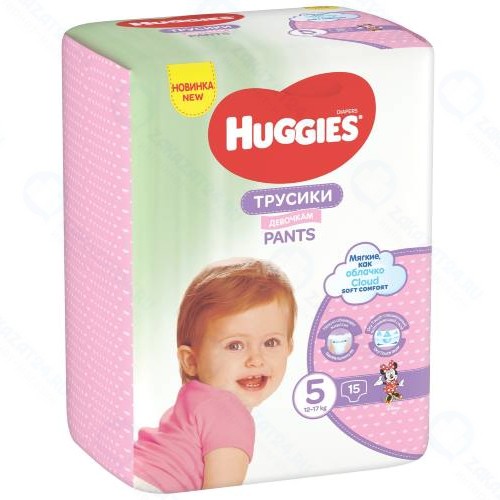 Подгузники-трусики Huggies девочкам, размер 5, 13-17 кг, 15 шт (9401710)