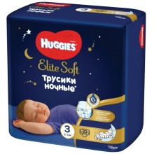 Подгузники-трусики Huggies Elite Soft, ночные, размер 3, 6-11 кг, 23 шт (9402660)