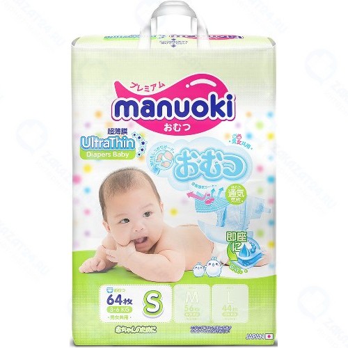 Подгузники MANUOKI Ultrathin S 3-6 кг, 64 шт (JPM005)