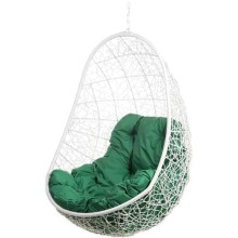 Подвесное кресло BIGARDEN Easy White BS, зеленая подушка