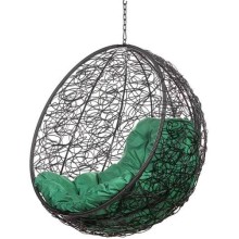 Подвесное кресло BIGARDEN Kokos Black BS, зеленая подушка