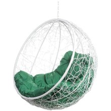 Подвесное кресло BIGARDEN Kokos White BS, зеленая подушка