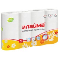 Бумажные полотенца ЛАЙМА 18 м, 22х23 см, 4 рулона (128725)