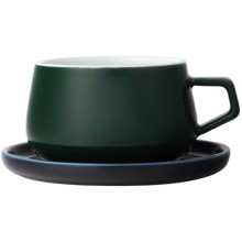 Чашка с блюдцем VIVA-SCANDINAVIA Ella, 300 мл, темно-зеленая (V79765)
