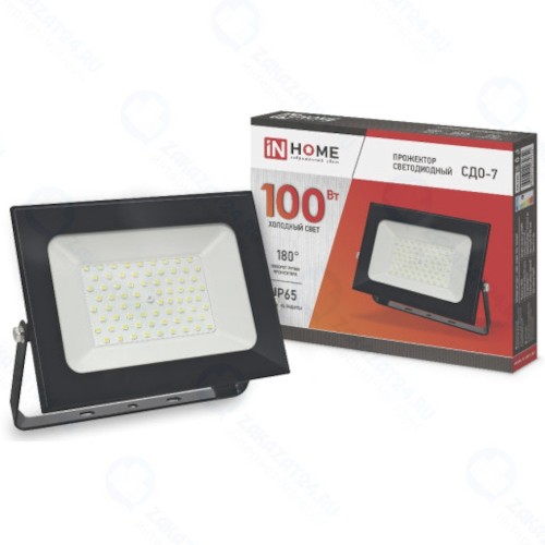 Прожектор IN-HOME СДО-7 100Вт 230В 6500К IP65, черный