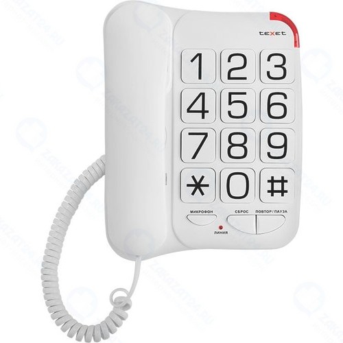 Телефон проводной teXet TX-201 White