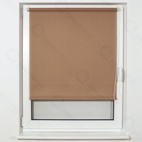 Штора рулонная Brabix S-36, текстура лён, 50x175 см, темно-бежая (605976)