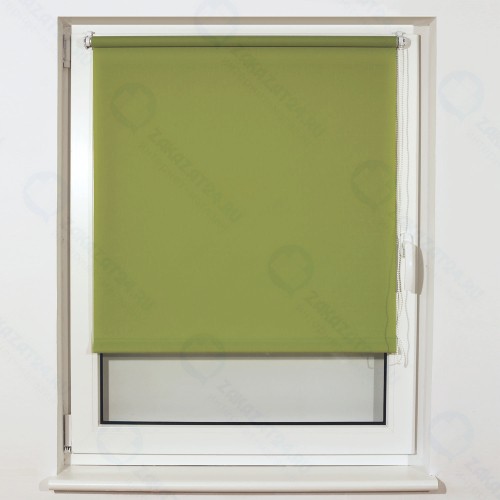 Штора рулонная Brabix S-32, текстура лён, 55x175 см, зелёная (605979)