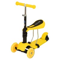 Самокат EVO-KIDS M-1, 3 в 1, со светящимися колесами, съемным регулируемым сиденьем, желтый