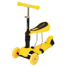 Самокат EVO-KIDS M-1, 3 в 1, со светящимися колесами, съемным регулируемым сиденьем, желтый Самокат EVO-KIDS M-1, 3 в 1, со светящимися колесами, съемным регулируемым сиденьем, желтый