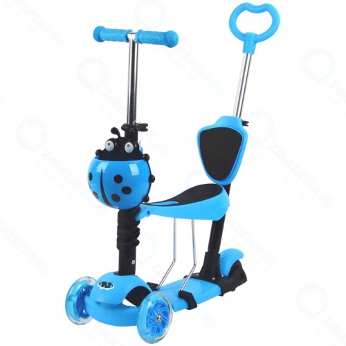 Самокат Navigator 5-в-1, светящиеся колеса 2х12/10 см, голубой (Т59962)