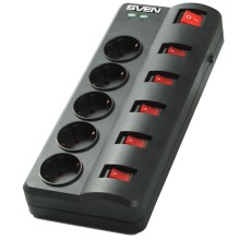 Сетевой фильтр Sven Fort, 1,8 м, 5 розеток Black