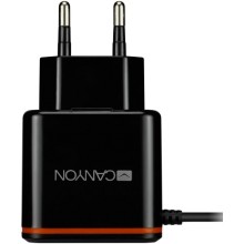Сетевое зарядное устройство Canyon 1xUSB + кабель Lightning, 2.1A,  Black/Orange (CNE-CHA042BO)