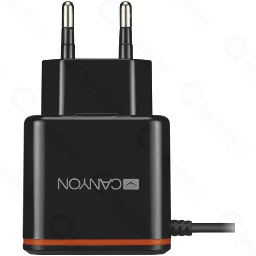 Сетевое зарядное устройство Canyon 1xUSB + USB Type-C, 2.1A,  Black/Orange (CNE-CHA042BO)