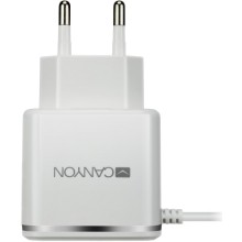 Сетевое зарядное устройство Canyon 1xUSB + кабель Lightning, 2.1A, White/Silver (CNE-CHA043WS)