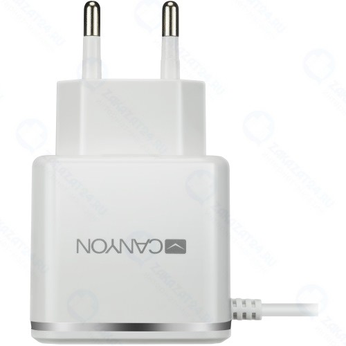 Сетевое зарядное устройство Canyon 1xUSB + кабель Lightning, 2.1A, White/Silver (CNE-CHA043WS)
