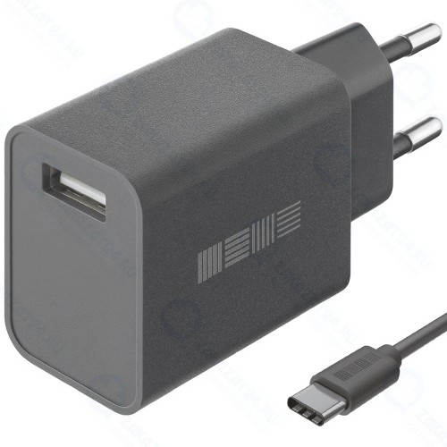 Сетевое зарядное устройство InterStep New RT: 1xUSB 2A, USB/Type-C, 1 м, Black (IS-TC-TC1UBK12W-000B210)