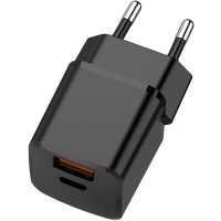 Сетевое зарядное устройство TFN Nano USB A+C PD 20W Black (TFN-WCRPD12)