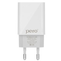 Сетевое зарядное устройство PERO TC01 USB 1A, белое (ТС01W1A)