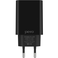 Сетевое зарядное устройство PERO TC02 2USB 2.1A, черное (ТС02BL2A)