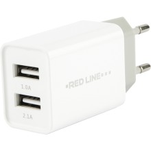 Сетевое зарядное устройство Red Line Fast Charger Lux 2 USB, 2.1A White (УТ000010357)