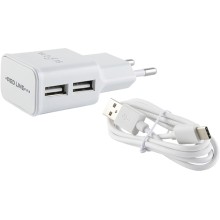 Сетевое зарядное устройство Red Line 2 USB, 2.1A White + micro USB White (УТ000012256)