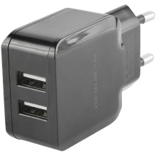 Сетевое зарядное устройство Red Line 2 USB, 2.4A + MicroUSB Black (УТ000013634)
