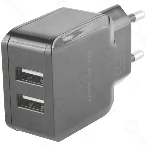 Сетевое зарядное устройство RED-LINE 2 USB, 2.4A + MicroUSB Black (УТ000013634)