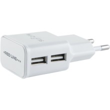 Сетевое зарядное устройство Red Line 2 USB, 2.1A + Type-C White (УТ000013636)