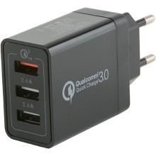 Сетевое зарядное устройство Red Line Tech 3 USB QC 3.0 Black (УТ000015765)