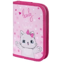 Пенал Пифагор Cute Meow, 1 отделение, тканевый, 19x13 см (270358)