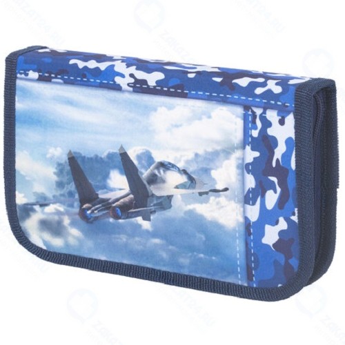 Пенал Пифагор Airplane, 1 отделение, тканевый, 19x13 см (270359)