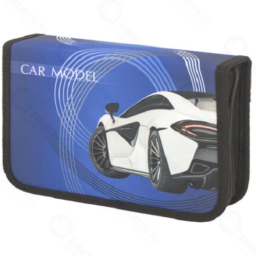 Пенал Пифагор White Car, 1 отделение, тканевый, 20x14 см (270364)