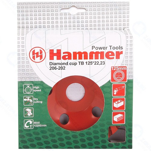 Чашка алмазная Hammer Flex 125х22 мм по бетону (206-202)