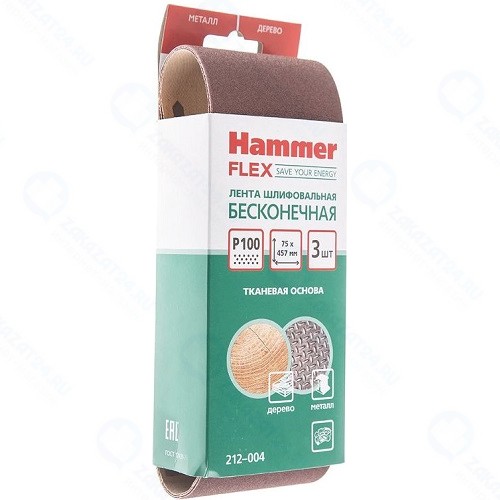 Шлифовальная лента Hammer Flex 75х457 мм P100 (212-004)