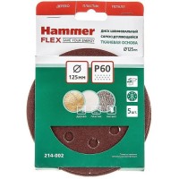 Круг шлифовальный Hammer самосцепляющийся, 125 мм, P60, 8 отверстий (214-002)
