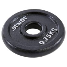 Диск для штанги STARFIT BB-204, 0,75 кг, чугун, черный (УТ-00009817)
