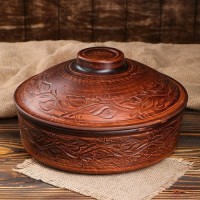 Сковорода КРАСНАЯ-ГЛИНА 1076730 Узор 3,5 л,