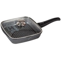 Сковорода-гриль с крышкой Мечта Гранит, 26x26 см, съемная ручка (с066701)