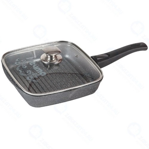 Сковорода-гриль с крышкой Мечта Гранит, 26x26 см, съемная ручка (с066701)