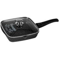 Сковорода-гриль с крышкой Мечта Гранит, 28x28 см, съемная ручка Black (с068802)