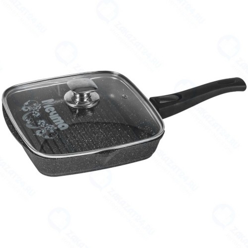 Сковорода-гриль с крышкой Мечта Гранит, 28x28 см, съемная ручка Black (с068802)