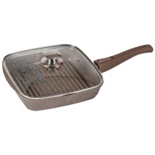 Сковорода-гриль с крышкой Мечта Гранит, 28x28 см, съемная ручка Brown (с068806)