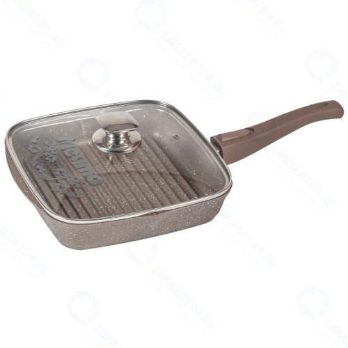 Сковорода-гриль с крышкой Мечта Гранит, 28x28 см, съемная ручка Brown (с068806)