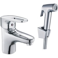 Смеситель для умывальника HAIBA с гигиеническим душем, хром (HB1268)