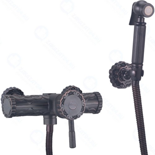 Смеситель для биде Lemark Jasmine, с гигиеническим душем, черная бронза (LM6618ORB)