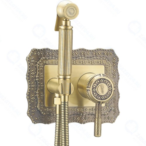 Смеситель для биде Lemark Jasmine, с гигиеническим душем, бронза (LM6619B)